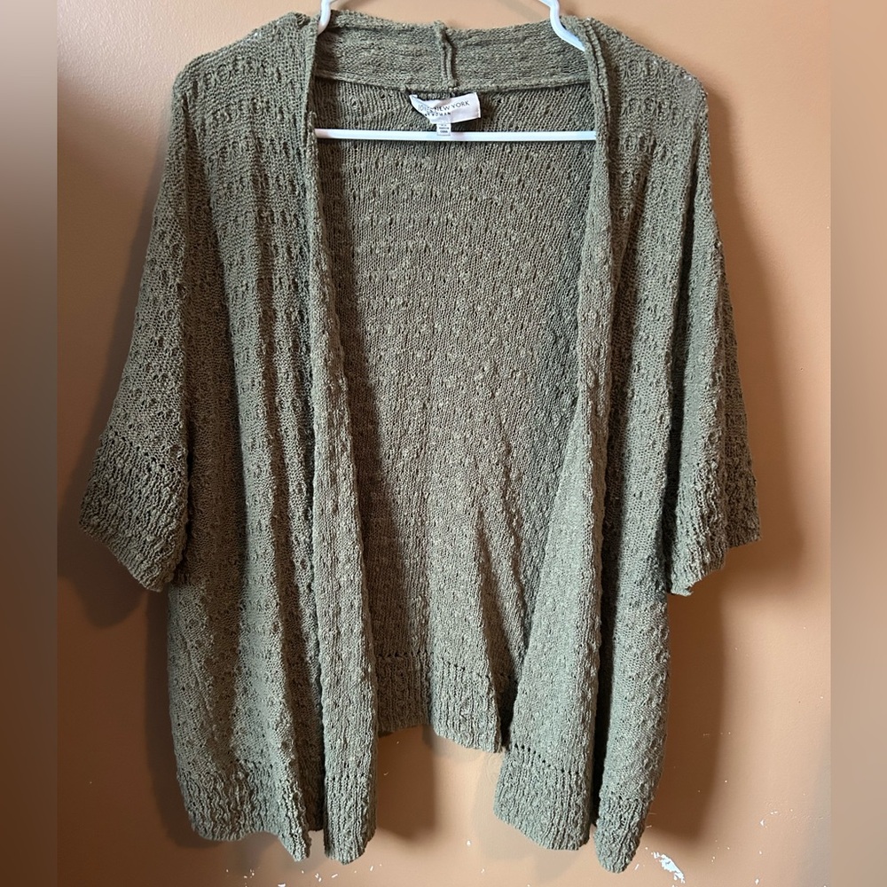 Jones New York Textured Olive Knit Sweater